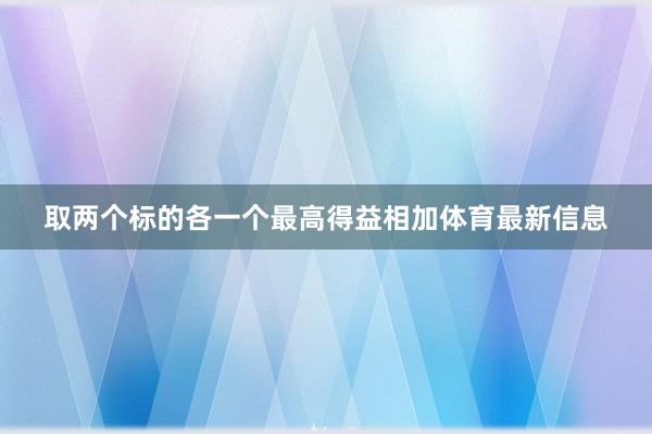 取两个标的各一个最高得益相加体育最新信息