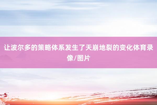 让波尔多的策略体系发生了天崩地裂的变化体育录像/图片