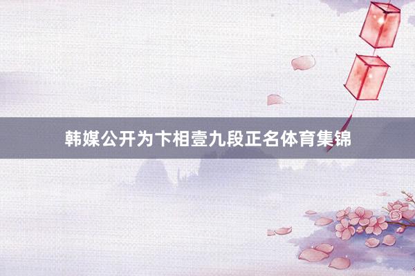 韩媒公开为卞相壹九段正名体育集锦