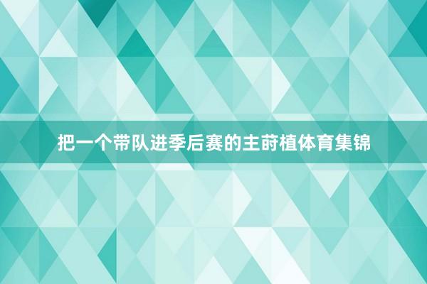 把一个带队进季后赛的主莳植体育集锦