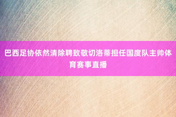 巴西足协依然清除聘致敬切洛蒂担任国度队主帅体育赛事直播