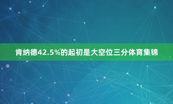 肯纳德42.5%的起初是大空位三分体育集锦